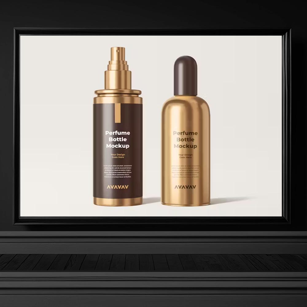 4191 metal sprey parfum sisesi deodorant sisesi ambalaj etiket tasarim mockup psd