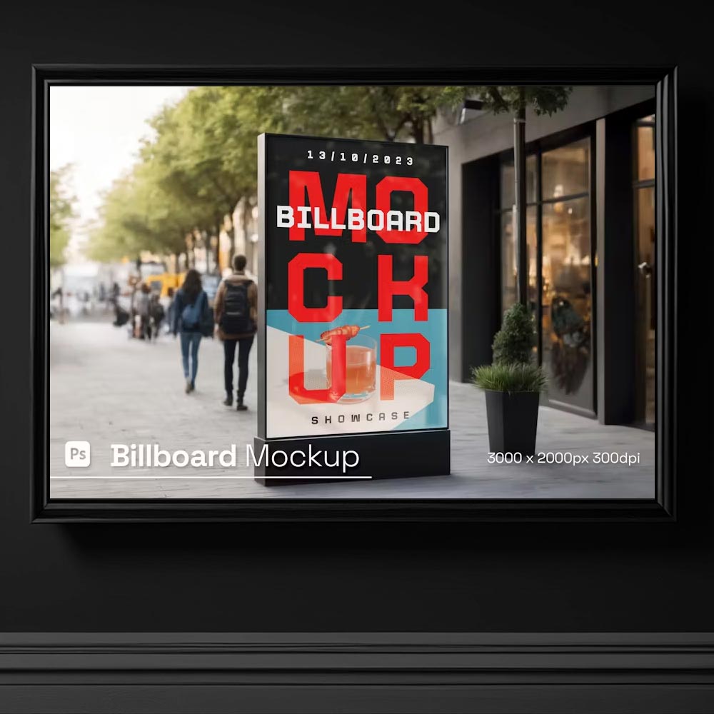 4019 cadde temali bilboard reklam alani mockup dikey bilboard mockup tema psd