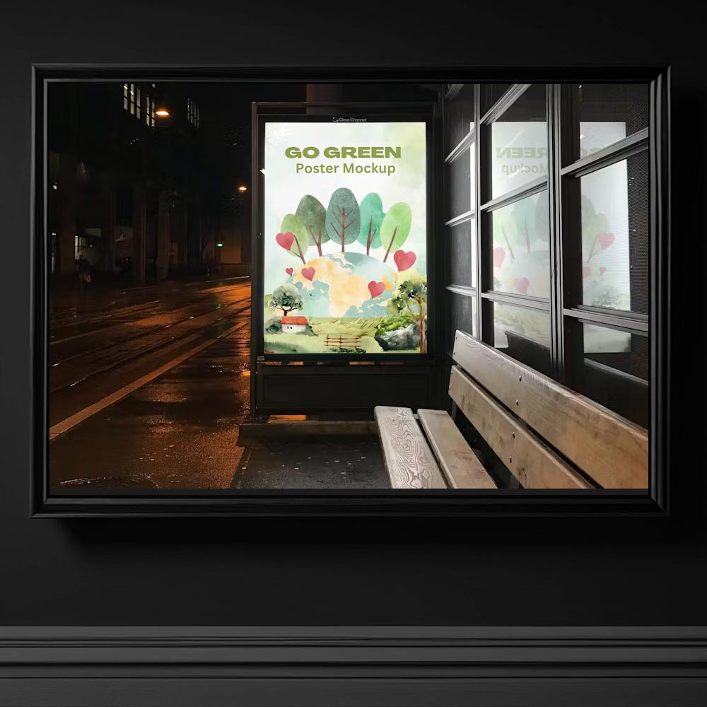 4020 bilboard otobus duragi reklam alani tasarimi mockup indir duraklar icin psd